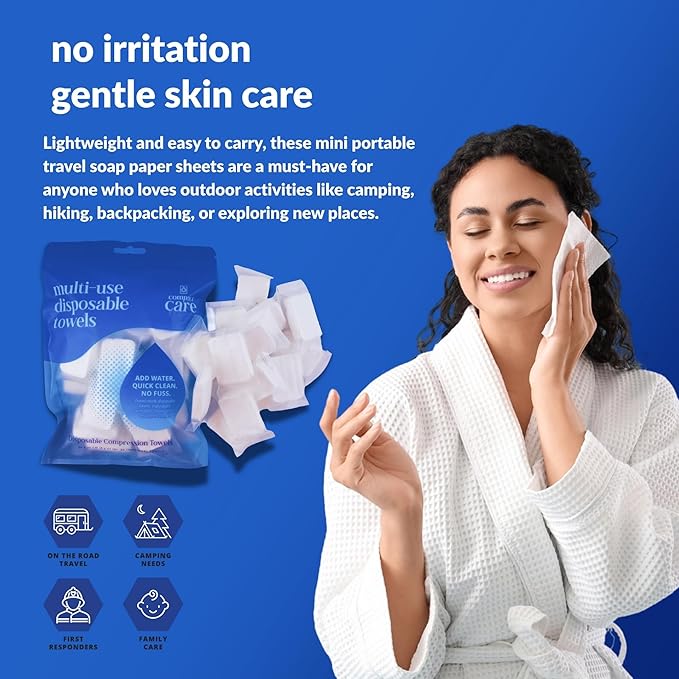 Compressed Towels – Travel Towels for Cleaning, Camping, Gym, Hiking, Baby, Emergency Use – 100% Cotton, Chemical-Free, Expands with Water – Portable & Reusable (40 pcs)