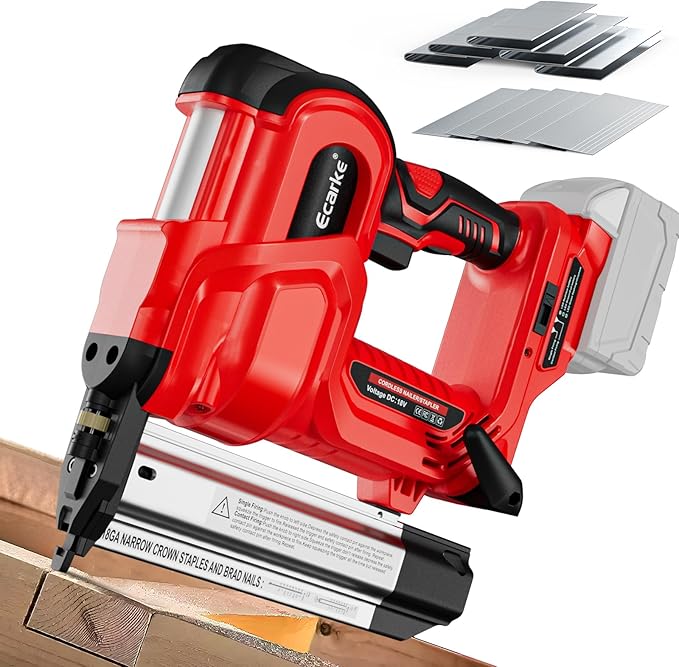 Ecarke 18 Gauge Electric Nail Gun Compatible with Milwaukee Battery,2 in 1 Cordless Brad Nailer and Stapler with 18GA Nails/Staples,Battery for M18 18V Power,2 Firing Modes for Trim Wood Crafting DIY