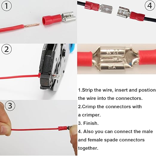 300pcs 18 Types Crimp Connectors, Ring Spade Fork Butt Wire Connectors Kit, 6.3mm Male and Female Spade Connector kit, Quick Disconnect Crimp Terminals Electrical Connectors, Electrical Terminals