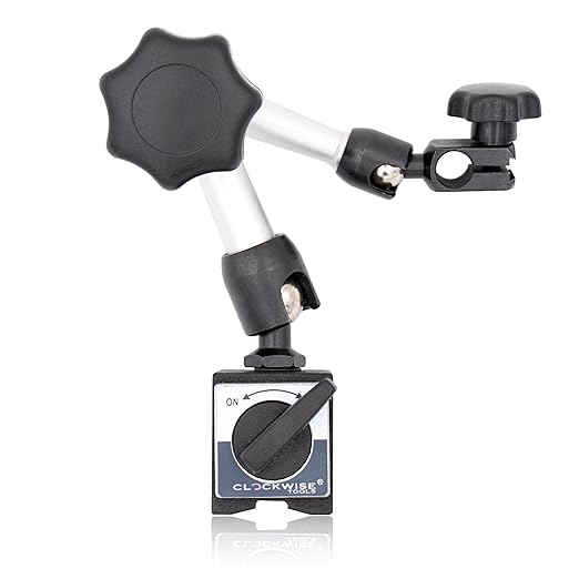 Clockwise Tools Mini Magnetic Base, MGBR-03, Magnetic Stand for Digital Dial Indicators, 88lbs Max Pull