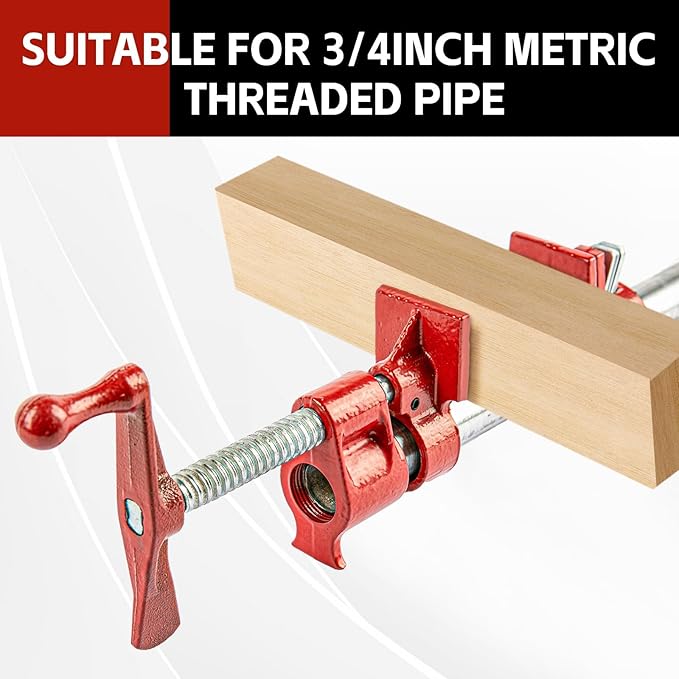 3/4" 2-Pack Pipe Clamp for Woodworking Heavy Duty Cast Iron Quick Release Pipe Clamps For Woodworking Home Improvement Workshop and Construction Site