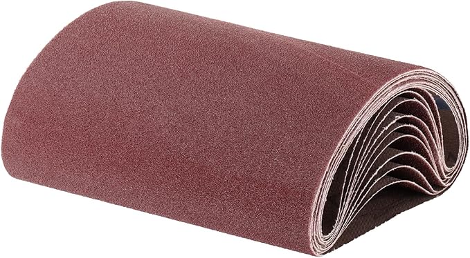 uxcell 10pcs 8" x 19" Sanding Belts 80 Grits Aluminum Oxide Abrasive Belt Sander Paper Sanding Papers for Metal Wood Grinding Polishing, Reddish Brown
