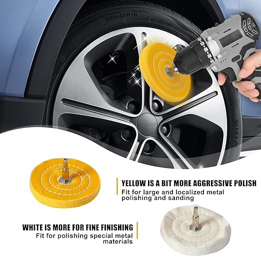 Polishing Wheel for Drill Kits, 10pcs Buffing Wheels, 5pcs Felt Wheels and 3pcs Compound, Different Size and Density Polisher Wheels for Metal, Jewelry, Car, Aluminum, DIY Buffing & Finishing