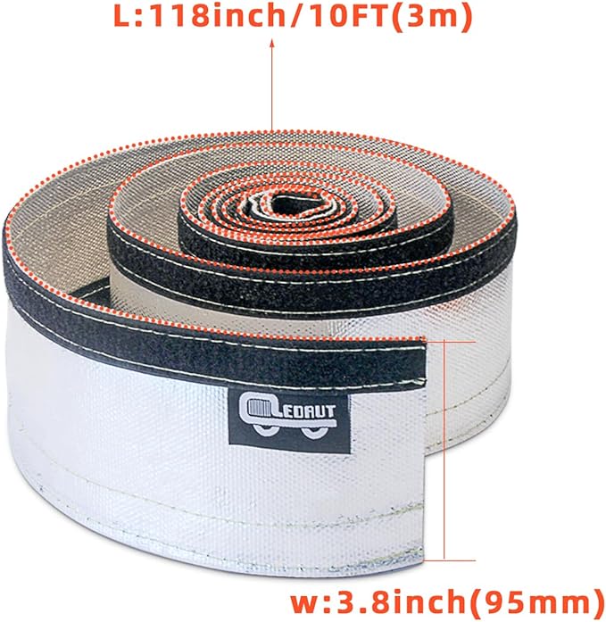 Heat Shroud Sleeve Aluminized Sleeving Express Aluminized Hose and Silver Hose Wire Protection Barrier with Hook and Loop Closure, 3/4" I.D.x 10FT