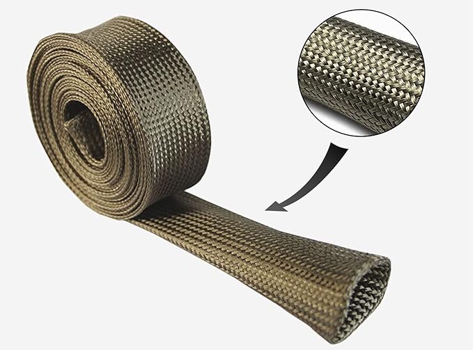 Heat Shield Sleeve Fuel Line Heat Shield Auto Hose Spark Plug Wire Cover Protectors Boots Roll 2500 Degree for Car&Auto Wire Loom Brake Cable (1" IDX10', Titanium)