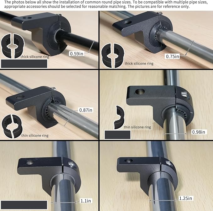 Motorcycle Bull Bar Mounting Bracket 4PCS Horizontal Light Mount Clamp Kit for 0.59" /0.75" /0.87"/0.98"/1.1"/1.25"Tubes fit for LED Driving Lights, Spotlights Fits Truck, ATV, & Motorcycle Crash Bars