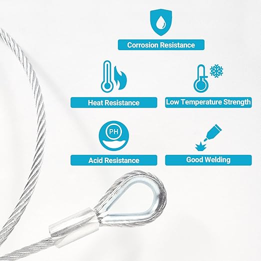 1/8 "T316 Stainless Steel Cable (Wire), 7 * 7 Strands of Twisted Metal for Aviation Construction, Silver with Cutters (150FT)