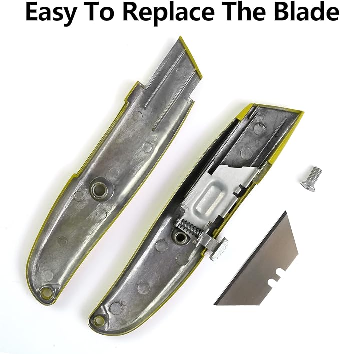 DIYSELF 30 Pack Box Cutter Heavy Duty Aluminium Shell Utility Knife | SK5 Steel Sharp Blade | Retractable Knife for Cutting Cartons Ropes and Cardboard | Home and Office Use (Yellow)