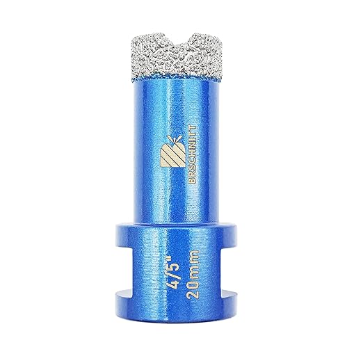 4/5 Inch Diamond Core Drill Bit for Porcelain Tile Ceramic Marble Granite Drilling,BRSCHNITT 1pc Vacuum Brazed Diamond Hole Saw with 5/8-11 Thread (20mm)