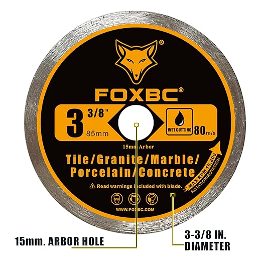 FOXBC 3-3/8 Inch Compact Circular Saw Blade Set, Multi-Material Cut for Wood, Plastic, Metal, Tile Cutting, 15mm Arbor - 6 Pack