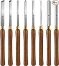 HAUTMEC Pro HSS Wood Lathe Turning Chisel Set 8 Pcs, Lathe Chisel Set with 3 Gouge 2 Skew 1 Spear Point 1 Parting 1 Round Nose Tools with 1680D Tool Bag for Professionals and Beginners - HTWCH25028