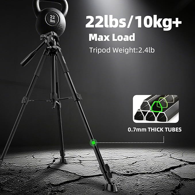 Huepar Tripod 50-inch Extendable Height Tripod Use with Laser Level, Point Lasers, Lazer Distance Measures, 1/4" and 5/8" Thread Mount for for Varieties Tools, Outdoor and Indoor T13A