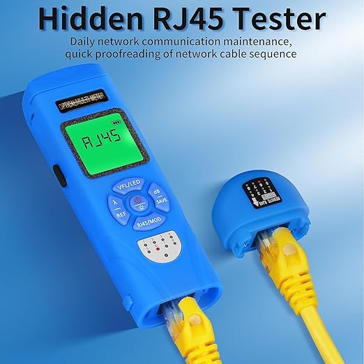 Rechargeable Optical Power Meter L-C50-50km mini Fiber Cable Tester Suitable for SC/FC/ST/LC Interface 4-in-1 Function Built-in 50km Visual Fault Locator RJ45 Network Testing with 1 FC-LC Adapter