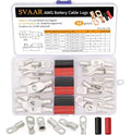 68pcs Battery Cable Ends 1/0 AWG 1 AWG 8 AWG Tinned Copper Lugs Crimp Battery Cable Lugs Heavy Duty Wire Ends Crimp Ring Terminal Lugs Closed End Tubular BatteryTerminals with Heat Shrink Tube