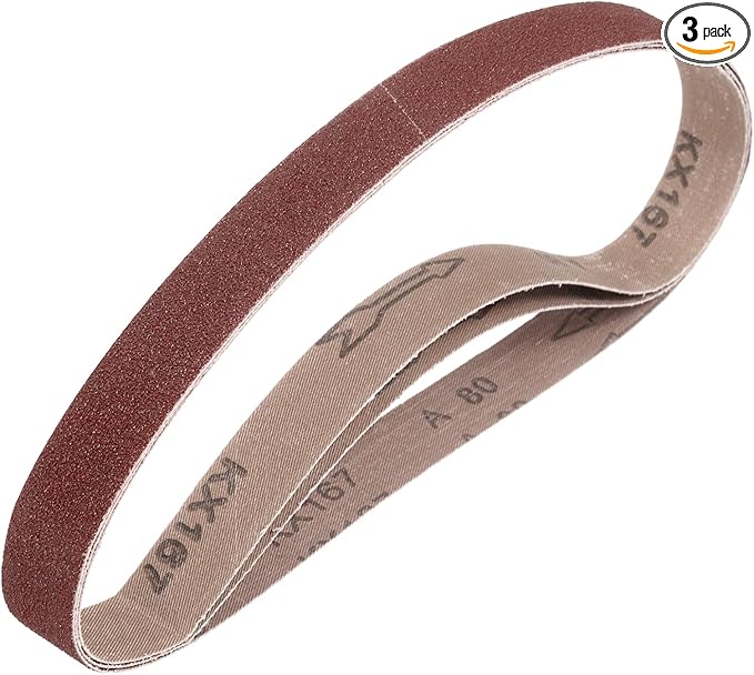 HARFINGTON 1-1/8 x 21 Inch Sanding Belts, 3 Pcs 80 Grits Aluminum Oxide Abrasive Belt Sander File Belt for Woodworking, Metal Polishing, Knife Sharpener