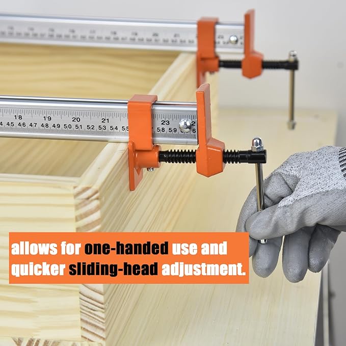 FEIRONG 48-inches Bar Clamps with 2-Pack, 330LB Load Limit with Built-in Ruler, 90° Angled Jaws for DIY Projects & Cabinet Installation