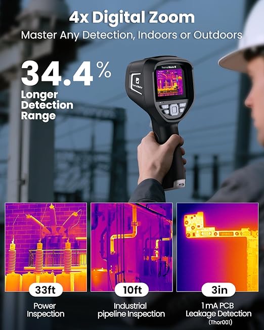 Handheld Thermal Imager, 640×480 3.5" IPS Screen, 512×384 X³ IR Resolution, -4℉ to 1022℉, Infrared Imager with Fusion Imaging, Thermal Imaging Camera with 2MP Visual Camera(Thor 002)