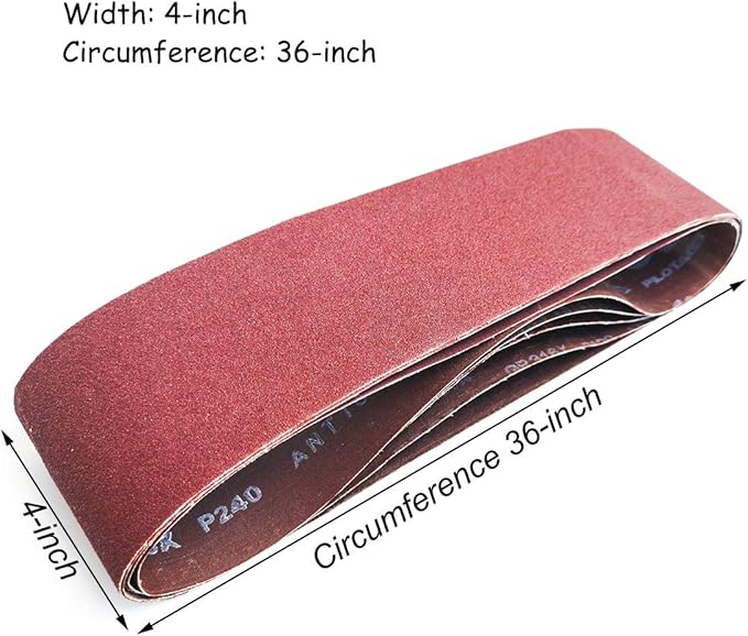 4 x 36-Inch Aluminum Oxide Sanding Belts, 40/80/120/240/400 Assorted Grits Abrasive Belts for Belt Sander, 10-Pack