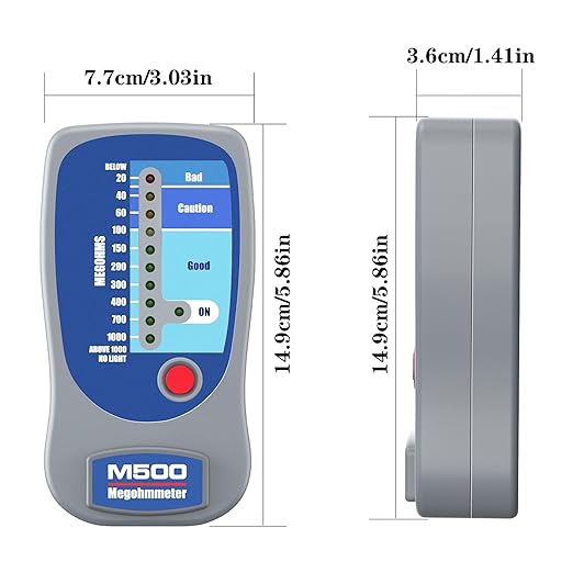 M500 Megohmmeter for Insulation Testing，Compatible with Supco M500 Electronic Megohmmeter,Works for Motors,HVAC Systems Tools, Compressor Tester,1000 Megohms at 500 Volts