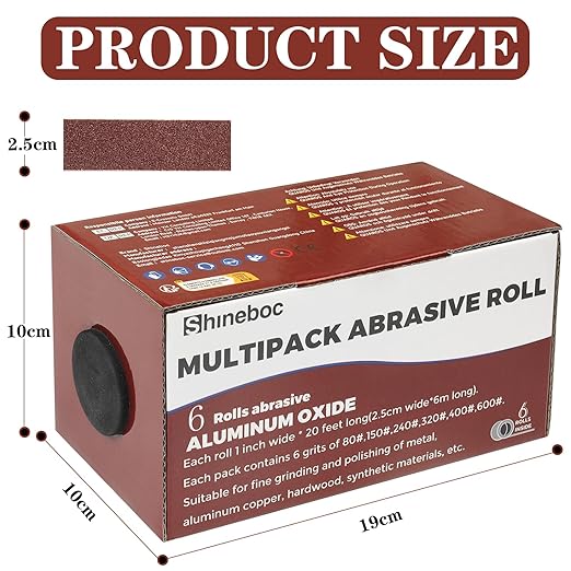 Emery Cloth Roll, 1" x 20 Feet Continuous Sandpaper Roll, 80/150/240/320/400/600 Grit Sand Paper Assortment Pack for Wood Metal Sanding and Polishing