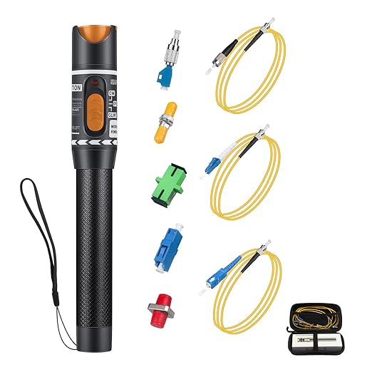 Fiber Optic Cable Troubleshoot Kit - 1pc Visual Fault Locator & FC to LC Adapter & 1pc LC, SC, ST, FC Coupler & 3 Short Patch Cords (Mode Number: VFL-10)