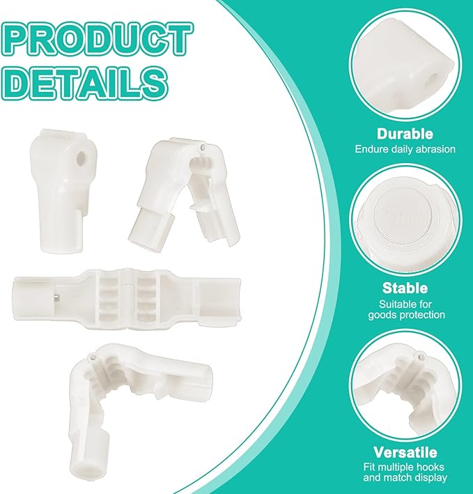 PATIKIL 5 mm Stop Peg Lock, 25 Pcs Pegboard Hooks Anti Sweep Theft Hook Locks Plastic Pegs for Mobile Accessories Shop Clothes Retail Security Display, White