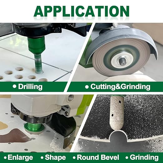 Tile Hole Saw Kit - 6pcs Diamond Core Drill Bits 25/35/50/65/75/102mm+1pc 3/4" Finger Milling Bit+1pc 4-1/2" Cutting Grinding disc 5/8-11" Thread for Porcelain Ceramic Tile Granite Marble