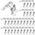 30PCS M40 Rigid Pipe Strap 1-1/2 Inch Two Hole Stainless Steel Tube Strap Tension Clip Clamps Heavy Duty Pipe Clamp U Clamp U-tube Clamp