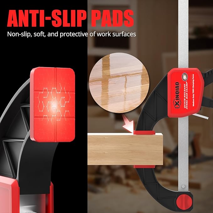 XINQIAO Bar Clamps for Woodworking 4 Inch (4) Wood Clamps Set, One-Handed Spreader with 34lbs for Stable and Reliable Fixing Solutions
