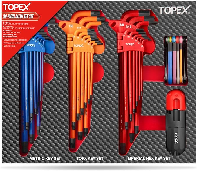 38Pcs Allen Key Set Multicolor Hex Key Allen Wrench Ball End Folding Hex Key Ball End Torx & Metric & Imperial Size for DIY Automotive Mechanic Home Use