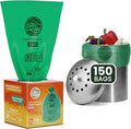 RAYTID 150 Counts 1.6 Gallon (1.6-1.75-2 Gal) Compost bin Kitchen Bags, Fit 4.5,6,7,8 Liters,Strong Compost Bags for countertop bin,ASTM D6400, US BPI and Europe OK Compost Home Certified