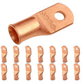 SELTERM 15pcs 1/0 AWG 1/4" Stud - UL Heavy Duty Battery Terminal Connectors, Bare Copper Battery Cable Lugs, 0 Gauge Wire Connectors, Electrical Cable Ends, Ring Terminals Copper Lugs