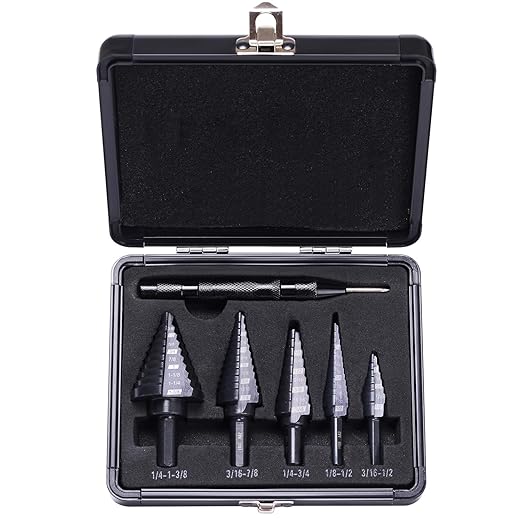 Lichamp Step Drill Bit Set for Metal Sheet Heavy Duty, 5-Piece Premium M2 HSS Step Up Down Drill Bits Stepper Unibit for Steel Hole, 50 Sizes from 1/8 to 1-3/8 inches