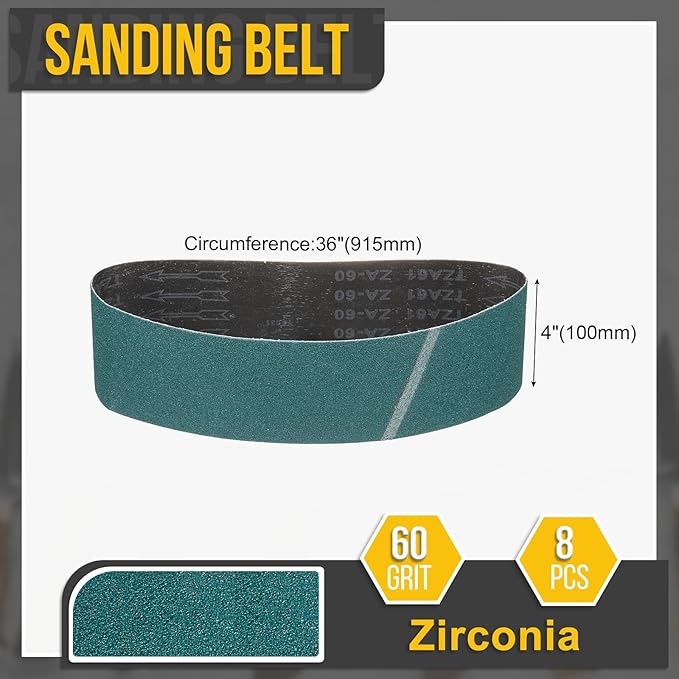 4 x 36 Inch Sanding Belt, 3 Pcs 60 Grit Zirconia Knife Sharpener Belts Work Sharpening for Belt Sander Knife Carving Tool Metal Working