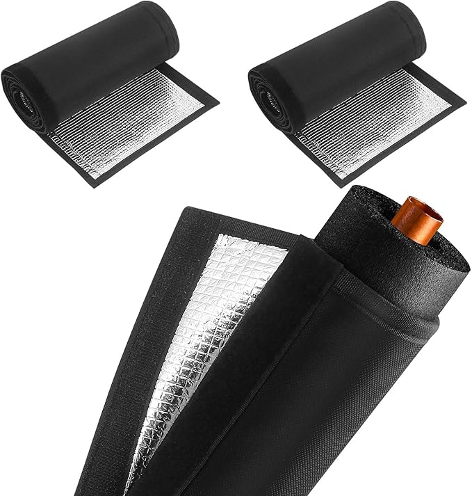 3-Layer 72x10.2 in HVAC Pipe Insulation Cover,Outdoor AC Line Insulation Cover with Waterproof Oxford ,Flexible Sleeve for AC Pipe Insulation Outdoor and Mini Split Systems (Black, 2 Pack)