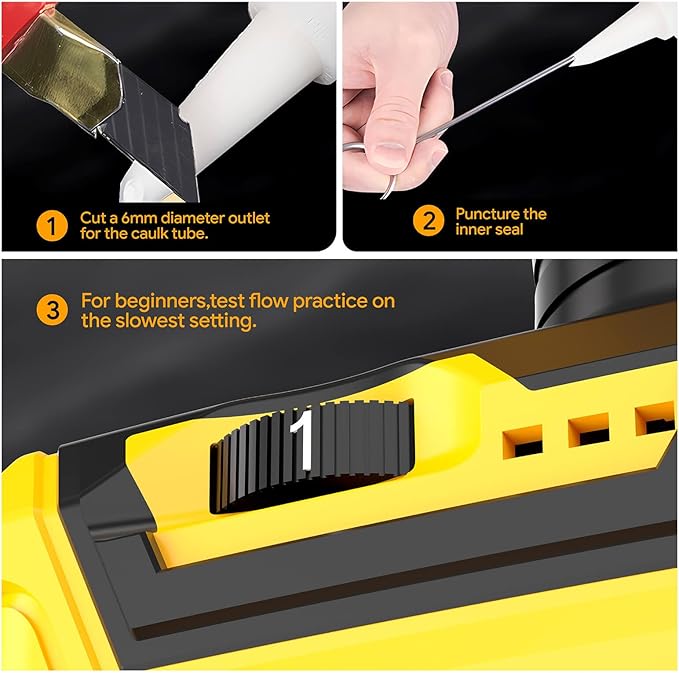 Cordless Caulking Gun Compatible with DeWalt 20V Max Battery (Tool Only) 10oz Electric Caulking Gun with Anti-Drip, 6-Speed,LED Light – Ideal for Sealing, Filling & Repairing Windows, Bathrooms