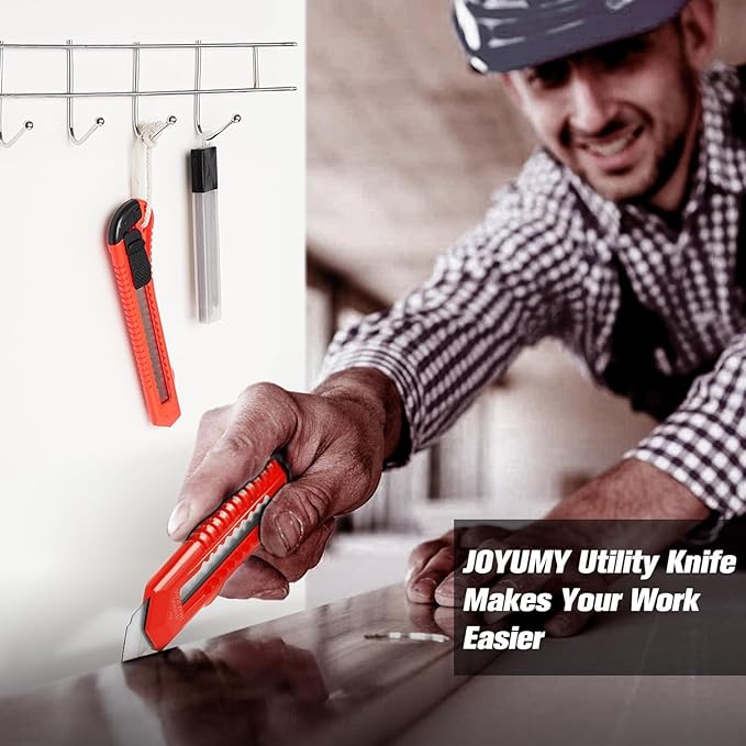20 Pack Utility Knife, Box Cutter Retractable, Box Knife for Cartons, Cardboard, and Boxes, Box Opener with 10 Pieces 18mm Snap-off Blade, Razor Knife for Office and Home Use, Box Cutters, Red