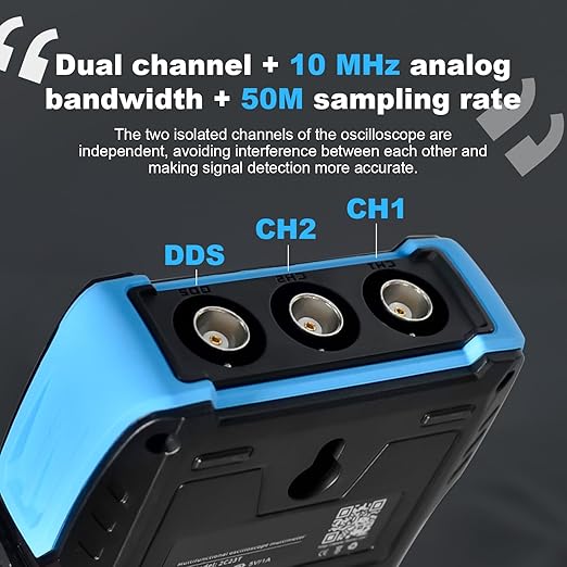 BTMETER 3-in-1 Handheld Oscilloscope Multimeter & DDS Generator, 2 Channel, 10MHz Bandwidth, 50MSa/s, 10000 Counts Digital Oscillograph for Testing Voltage Current Capacitors Resistors Diodes