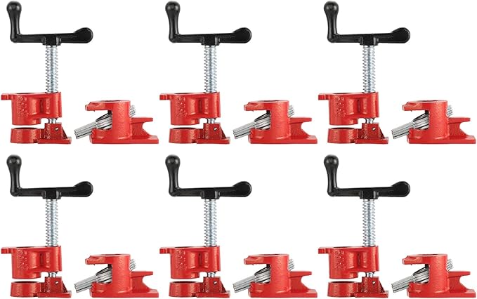 Wood Gluing Pipe Clamp Set | 3/4" Heavy Duty Woodworking Cast Iron Pipe Clamps Quick Release Pipe Wood Clamps (6 Pack, 3/4")
