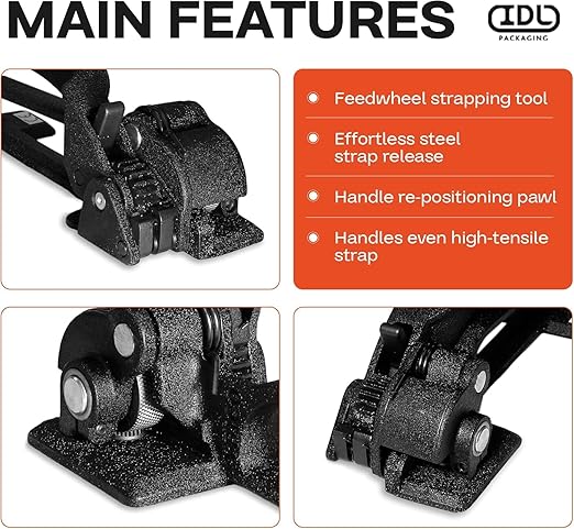 IDL Packaging S-290 Heavy Duty Popular High Tensile Feed-Wheel Tensioner for 3/8" to 3/4" Steel Strapping