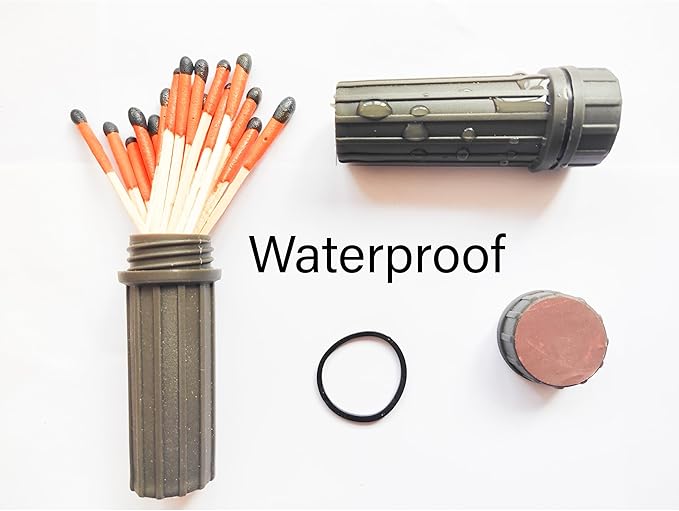 Emergency Fire Starter | Windproof & Waterproof Storm Matches with Waterproof Case & Wax Rope | Survival Gear for Camping, Hiking, Bushcraft, Bug Out Bag