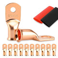 4PCS Battery Cable Ends, 2/0 Gauge Wire Connectors 1/4 Copper Wire Lugs, Bare Copper Eyelets with Heat Shrink Tubing by HOUSUN