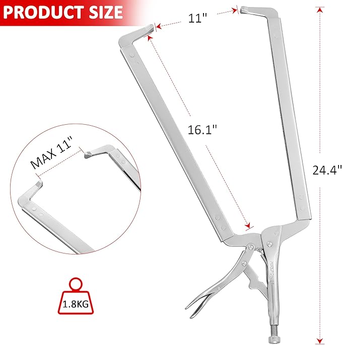 MAXPOWER 24-inch C Clamp Locking Pliers, Locking C Clamp with Regular Tips, MAX Jaw Capacity Up to 11"