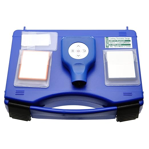 Coating Thickness Gauge Automobile & Painting Industries Measuring Paint Corrosion Protection Thicknesses on Steel Iron Aluminum Zinc Copper Metal Surface Coating Thickness Meter AMT151