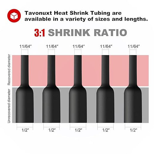 1/2" 65ft 3:1 Heat Shrink Tubing with Adhesive Lining - Marine Grade, Ideal for Home, Automotive, and Industrial Use - Red