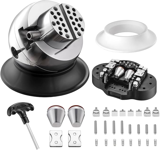 DZQ Ball Vise 3" Engraving Setting Tool 360°Rotation Professional Ball Vise 36PCS Attachment Jewelry Engraving Block Tools Standard Block (Black)