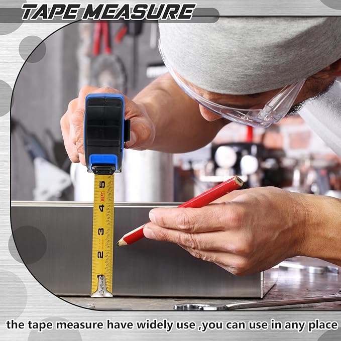 Hoteam 20 Pcs Tape Measure with Fractions 1/8 Steel Measuring Tape Retractable Easy Read Measurement Tape Steel Power Tape Wide Blade Tape Measure (25FT 1 inch)