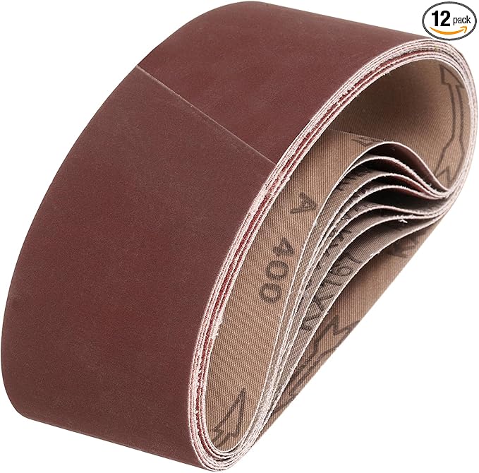HARFINGTON 3 x 21 Inch Sanding Belts, 12 Pcs 400 Grits Aluminum Oxide Abrasive Belt Sander File Belt for Woodworking, Metal Polishing, Knife Sharpener