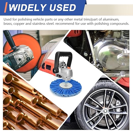 10" Blue Airway Buffing Wheel,5/8'' Arbor Hole,16 Plys/Coarse Polishing for Angle Grinder,2PCs
