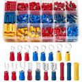 Chanzon 200pcs Insulated Crimp Wire Connector Terminal Assortment Contains Ring, Butt Splice, Spade Male & Female, Fork 22-16, 16-14, 12-10 GA Solderless Assorted Kit Electrical Crimping Tools
